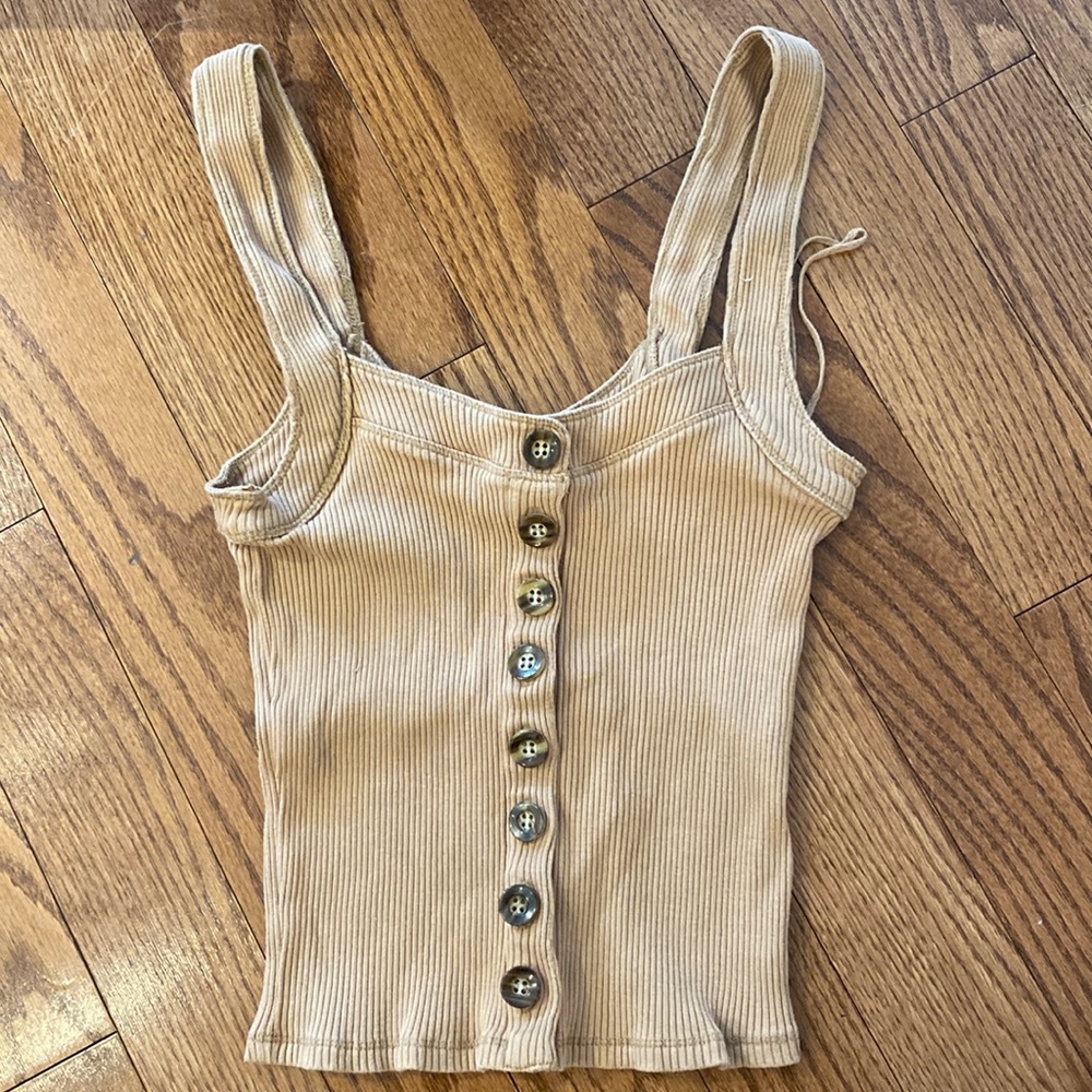 Free People Ribbed Button Down Tank
